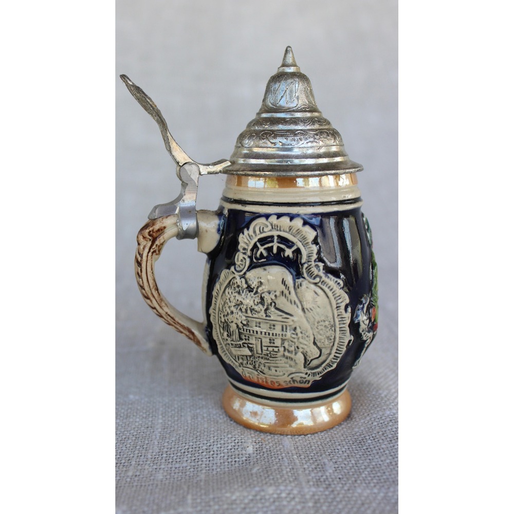 Vintage Old German Beer Stein Western Germany Hand Painted Ceramic Lidded - Picture 8 of 9